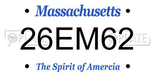 26EM62 Massachusetts License Plate