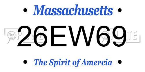 26EW69 Massachusetts License Plate