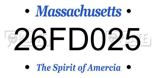 26FD025 Massachusetts License Plate