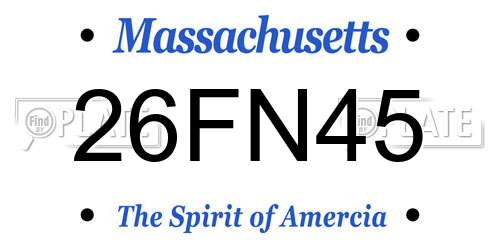 26FN45 Massachusetts License Plate