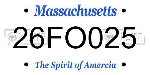 26FO025 Massachusetts License Plate