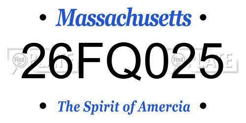 26FQ025 Massachusetts License Plate