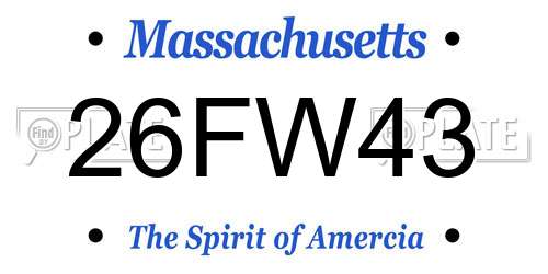 26FW43 Massachusetts License Plate