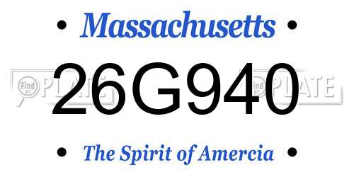 26G940 Massachusetts License Plate
