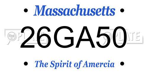 26GA50 Massachusetts License Plate