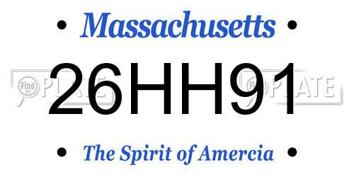 26HH91 Massachusetts License Plate