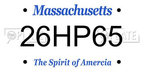 26HP65 Massachusetts License Plate