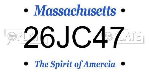 26JC47 Massachusetts License Plate