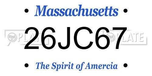 26JC67 Massachusetts License Plate