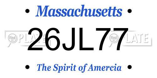 26JL77 Massachusetts License Plate