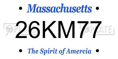 26KM77 Massachusetts License Plate