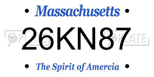 26KN87 Massachusetts License Plate