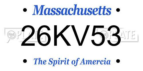 26KV53 Massachusetts License Plate