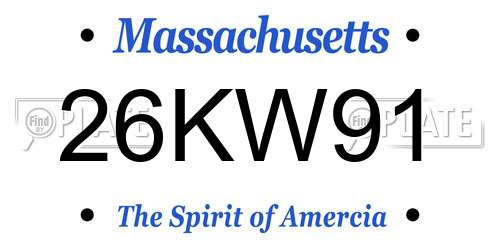 26KW91 Massachusetts License Plate