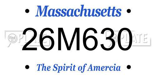 26M630 Massachusetts License Plate