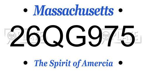 26QG975 Massachusetts License Plate