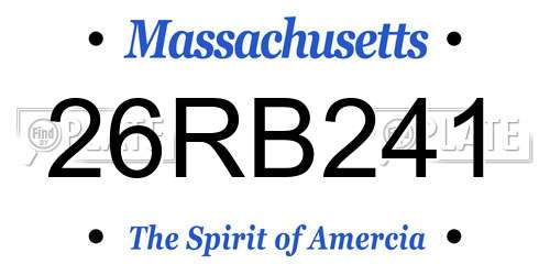 26RB241 Massachusetts License Plate