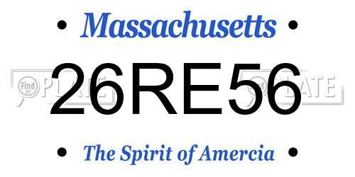 26RE56 Massachusetts License Plate