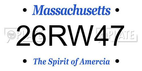 26RW47 Massachusetts License Plate