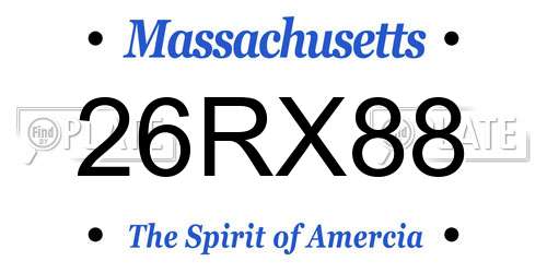 26RX88 Massachusetts License Plate