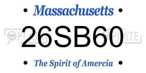 26SB60 Massachusetts License Plate