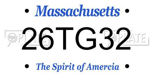26TG32 Massachusetts License Plate