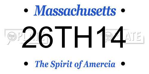 26TH14 Massachusetts License Plate