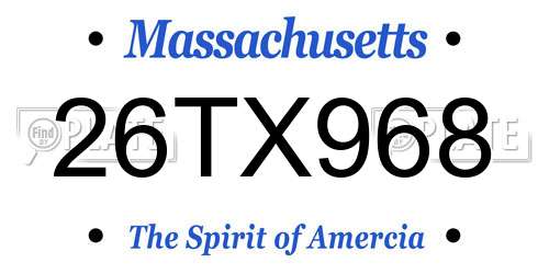 26TX968 Massachusetts License Plate