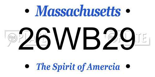 26WB29 Massachusetts License Plate