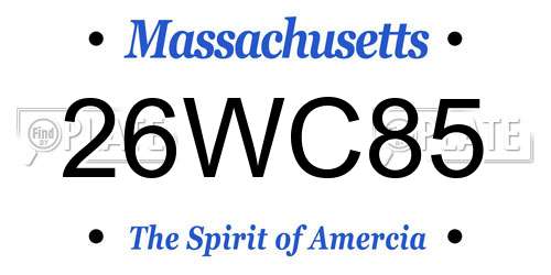 26WC85 Massachusetts License Plate