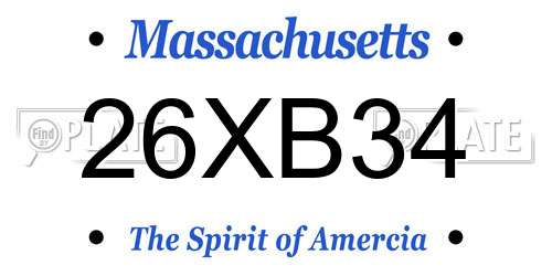 26XB34 Massachusetts License Plate