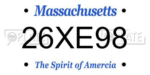 26XE98 Massachusetts License Plate