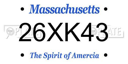 26XK43 Massachusetts License Plate