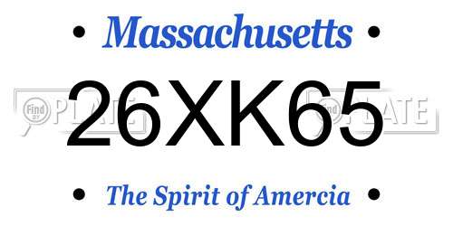 26XK65 Massachusetts License Plate