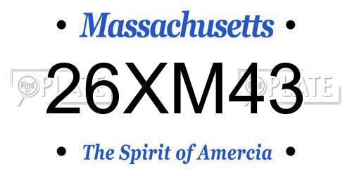 26XM43 Massachusetts License Plate