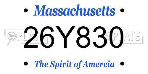 26Y830 Massachusetts License Plate