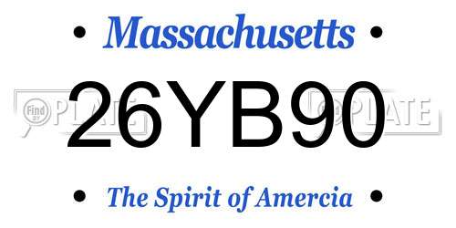 26YB90 Massachusetts License Plate