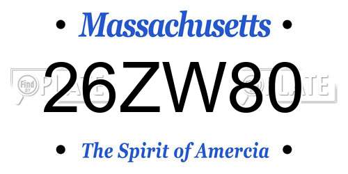 26ZW80 Massachusetts License Plate