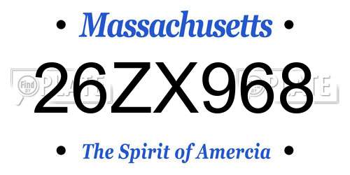 26ZX968 Massachusetts License Plate