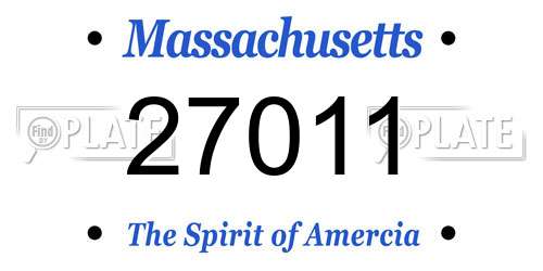 27011 Massachusetts License Plate