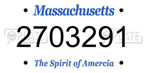 2703291 Massachusetts License Plate