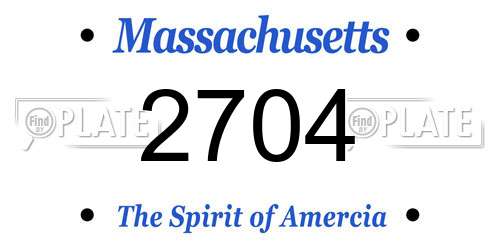 2704 Massachusetts License Plate