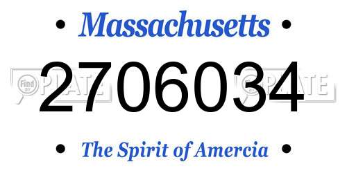 2706034 Massachusetts License Plate