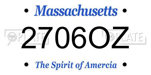2706OZ Massachusetts License Plate