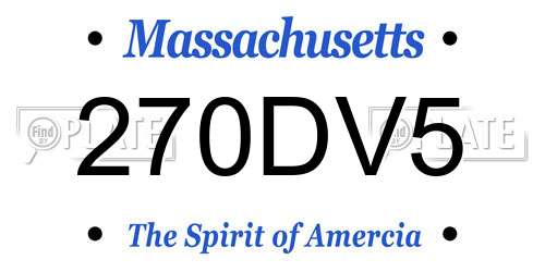 270DV5 Massachusetts License Plate