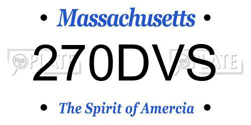 270DVS Massachusetts License Plate