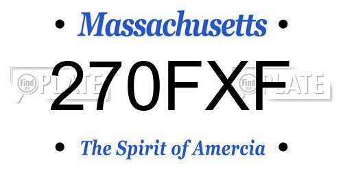 270FXF Massachusetts License Plate