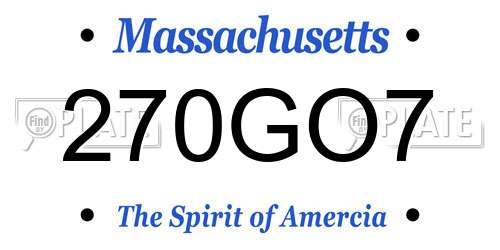 270GO7 Massachusetts License Plate