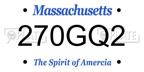 270GQ2 Massachusetts License Plate