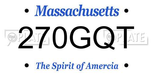 270GQT Massachusetts License Plate